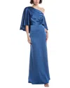 Theia Kia Cape Gown In Blue