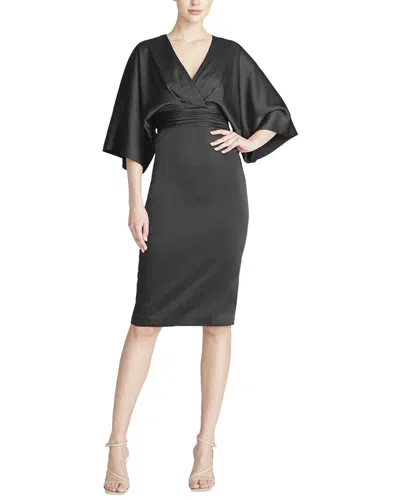 Theia Kimono Satin Cocktail Dress In Black