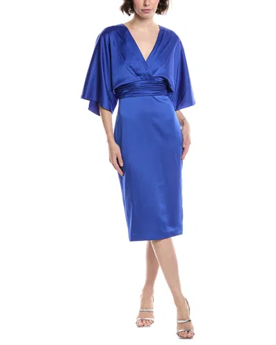 Theia Kimono Satin Cocktail Dress In Blue