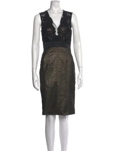 Pre-owned Theia Lace Pattern Knee-length Dress