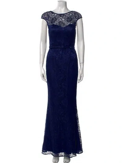 Pre-owned Theia Lace Pattern Long Dress