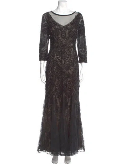 Pre-owned Theia Lace Pattern Long Dress