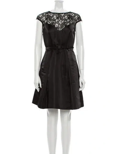 Pre-owned Theia Lace Pattern Mini Dress In Black
