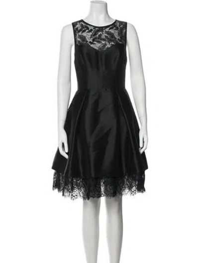 Pre-owned Theia Lace Pattern Mini Dress In Blue