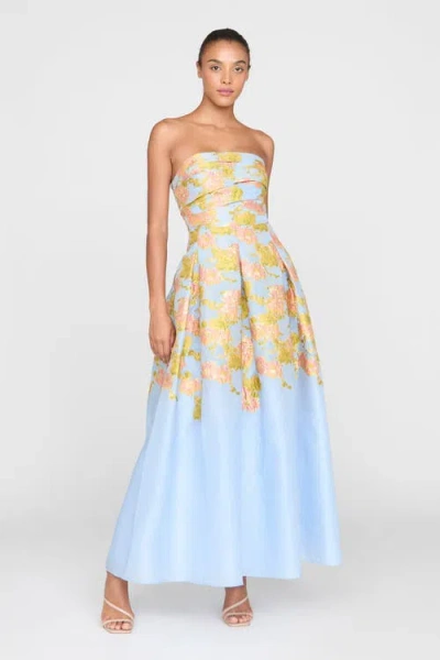 Theia Leia Jacquard Dress In Blue