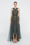 Theia Linda Halter Neck Gown In Multi