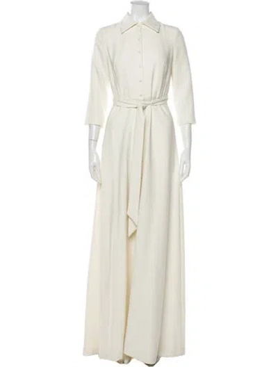 Pre-owned Theia Long Dress In Neutral
