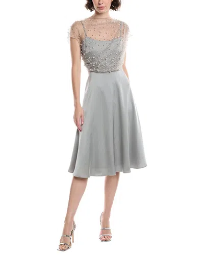 Theia Lori Glimmer Satin Dress In Gray