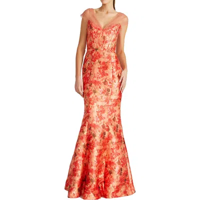 Theia Lowen Womens Floral Print Polyester Fit & Flare Dress