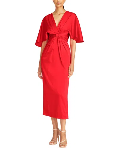 Theia Lucia Kimono Midi Dress In Red