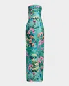 Theia Lulu Floral-print Mikado Column Gown