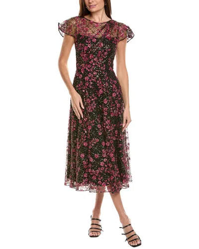Theia Mariah Beaded Midi Dress In Purple