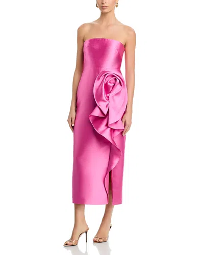 Theia Marla Sculptural Drape Dress In Pink