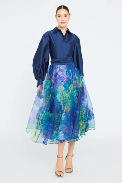 Theia Mary Shirt Dress In Blue