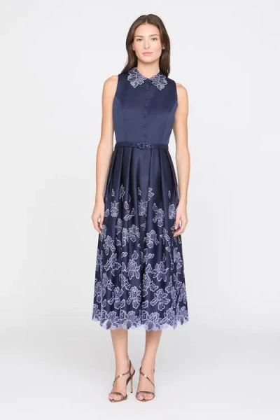 Theia Merisel Sleeveless Shirt Dress In Blue