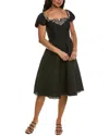 Theia Milena Beaded Jacquard Cocktail Dress In Black