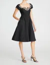 Theia Milena Beaded Jacquard Cocktail Dress In Black