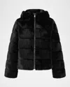 Theia Mink Faux Fur Hooded Jacket In Black
