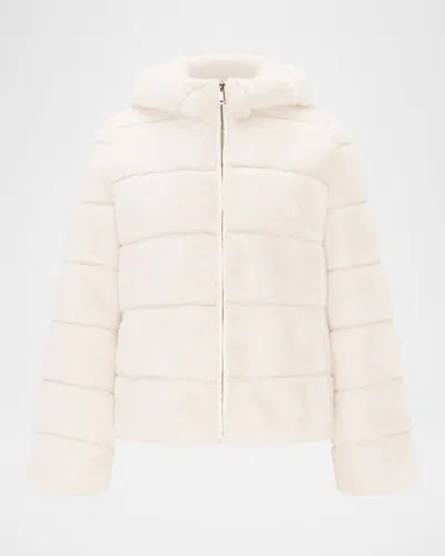 Theia Mink Faux Fur Hooded Jacket In White