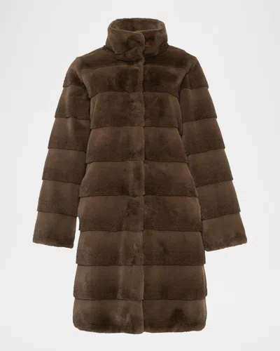 Theia Mink Faux Fur Reversible Short Coat In Brown/black