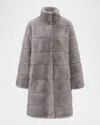 Theia Mink Faux Fur Reversible Short Coat In Dark Gray/black