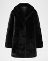 Theia Mink Faux Fur Stroller Coat In Black