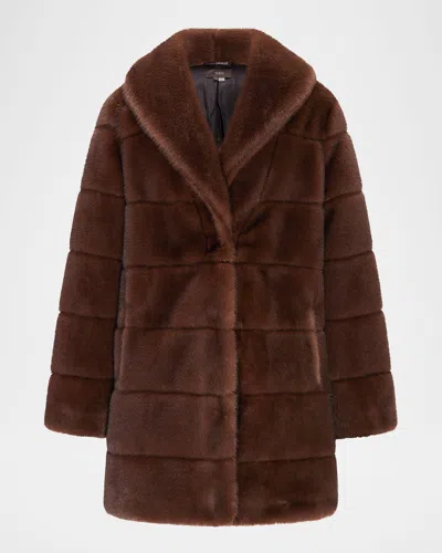 Theia Mink Faux Fur Stroller Coat In Brown