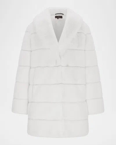 Theia Mink Faux Fur Stroller Coat In White