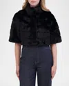 Theia Mink-like Faux Fur Bolero In Black