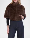 Theia Mink-like Faux Fur Bolero In Brown