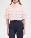 Theia Mink-like Faux Fur Bolero In Pink