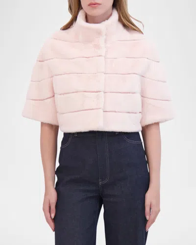 Theia Mink-like Faux Fur Bolero In Pink