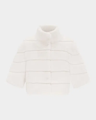 Theia Mink-like Faux Fur Bolero In White