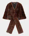 Theia Mink-like Faux Fur Stole In Brown
