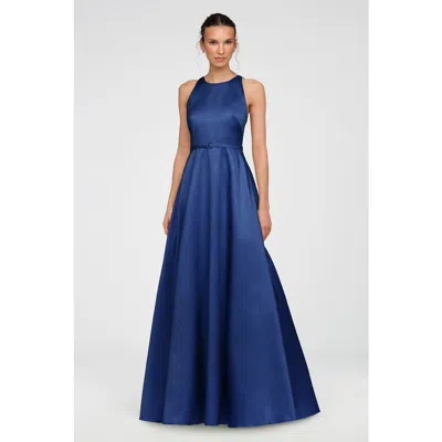 Theia Minta Mikado Halter Gown In Blue