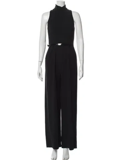 Pre-owned Theia Mock Neck Jumpsuit In Gray