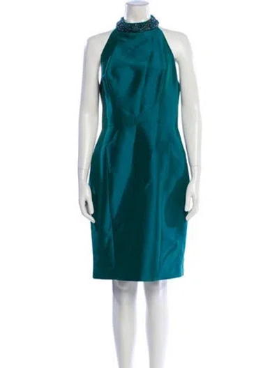 Pre-owned Theia Mock Neck Knee-length Dress In Multi