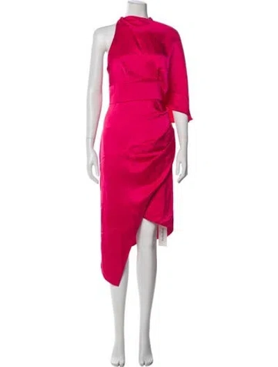 Pre-owned Theia Mock Neck Long Dress In Pink