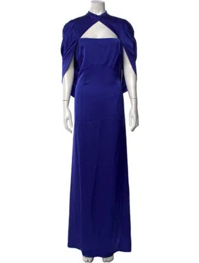 Pre-owned Theia Mock Neck Long Dress W/ Tags In Blue