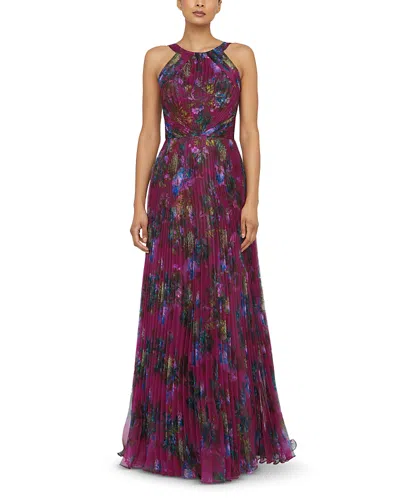 Theia Naveen Pleated Gown In Purple