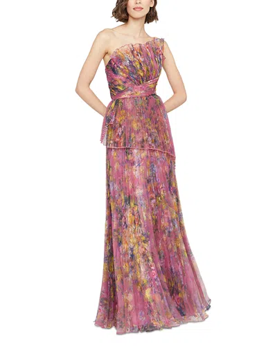 Theia Nicolette One Shoulder Gown In Hazy Daisy