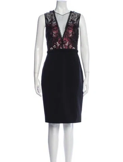 Pre-owned Theia Nylon Knee-length Dress In Black