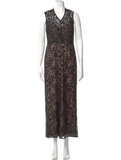 Pre-owned Theia Nylon Long Dress In Brown