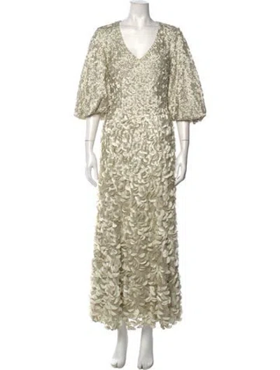 Pre-owned Theia Nylon Long Dress In Neutrals
