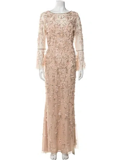 Pre-owned Theia Nylon Long Dress In Pink