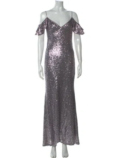 Pre-owned Theia Nylon Long Dress In Purple