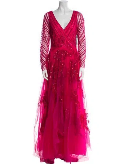 Pre-owned Theia Nylon Long Dress W/ Tags In Pink
