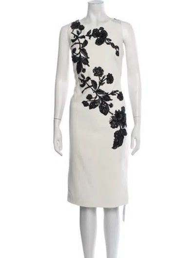 Pre-owned Theia Nylon Midi Length Dress In White