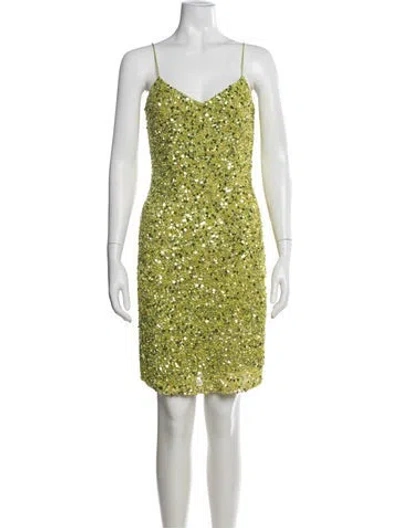 Pre-owned Theia Nylon Mini Dress In Green
