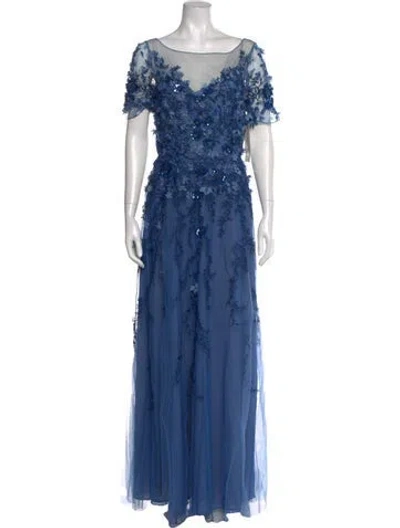 Pre-owned Theia Off-the-shoulder Long Dress W/ Tags In Blue